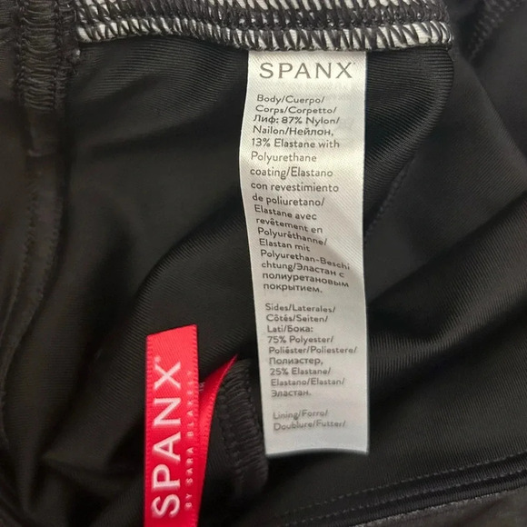 Spanx Women’s Faux Leather Very Black Side Stripe Leggings Tummy Control Size S - Picture 11 of 12